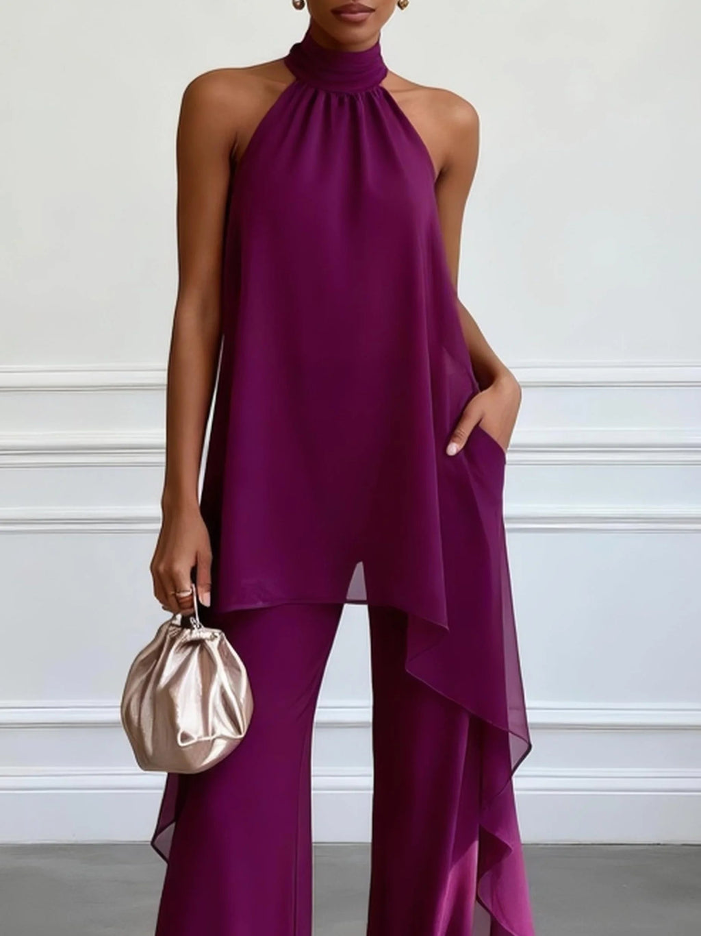 Viola | Completo elegante con top halter e pantaloni