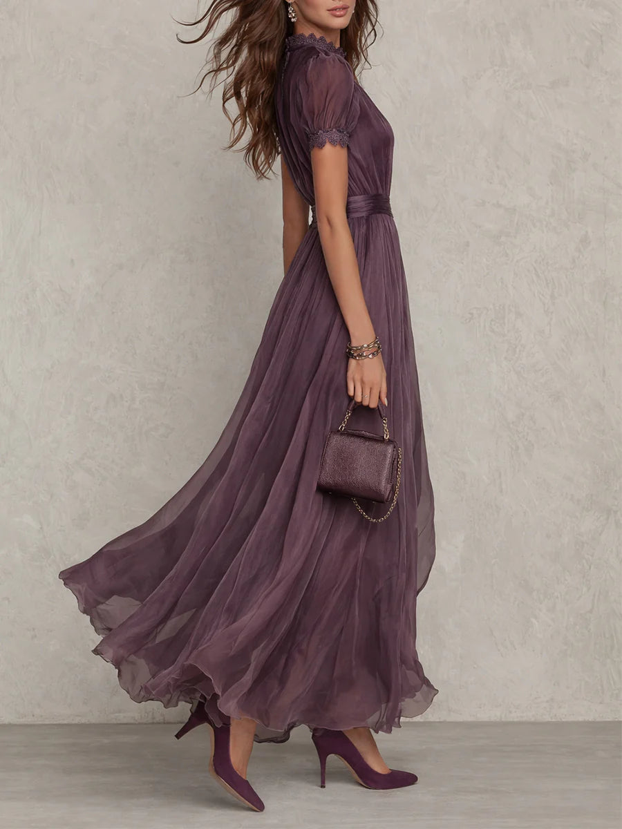 Flavia - Abito lungo viola con scollo a goccia