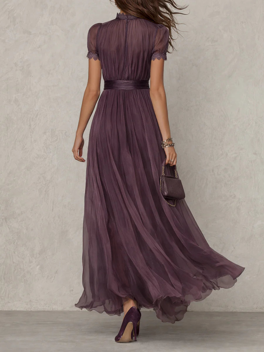 Flavia - Abito lungo viola con scollo a goccia