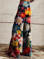 Léna – Pantaloni Larghi Floreali